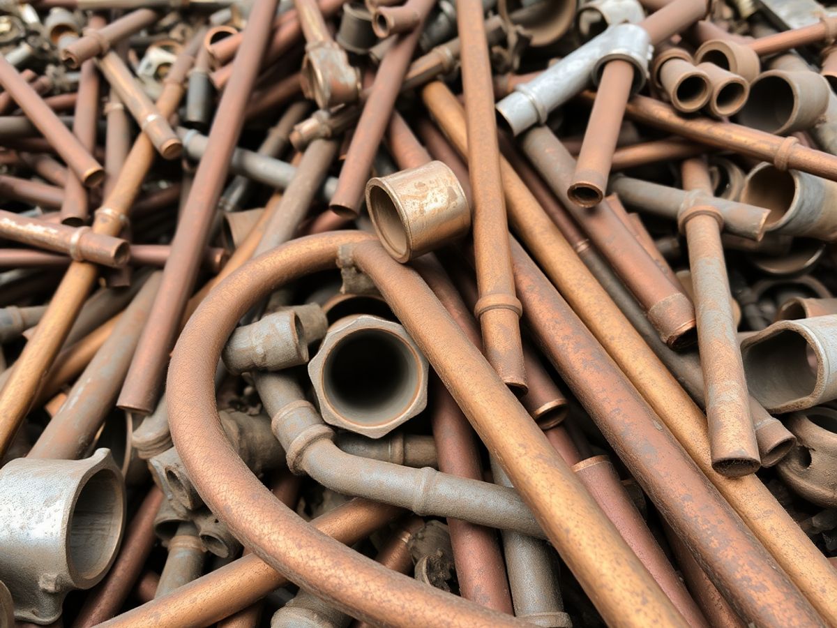 Morman de fier vechi și cupru pentru reciclare.