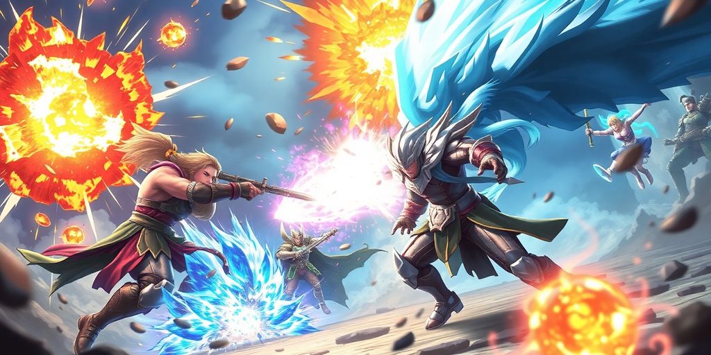 Hero Wars gameplay with heroes fighting.