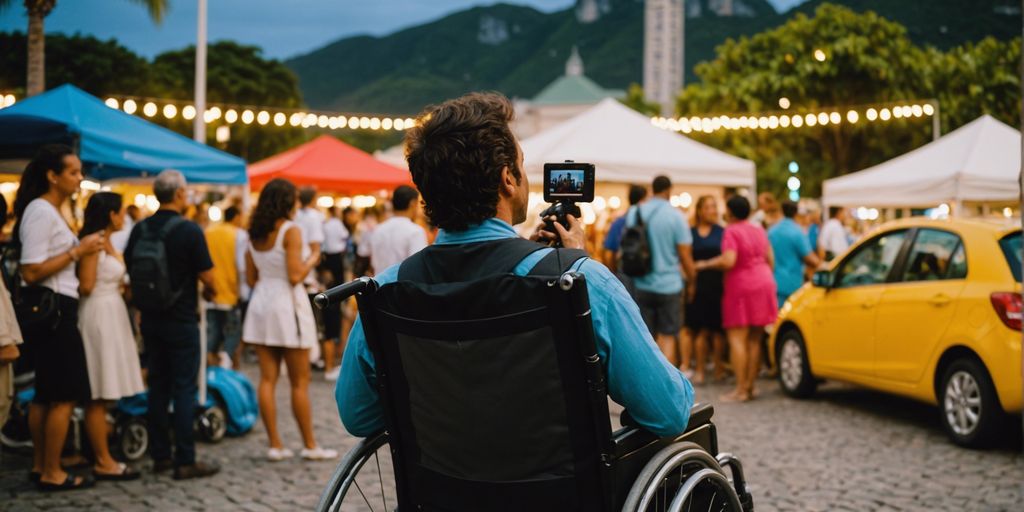 Event in Rio de Janeiro with rented wheelchairs, highlighting accessibility and inclusive facilities for all attendees.