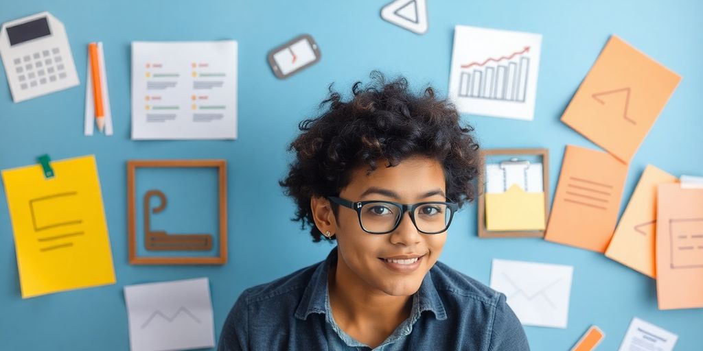 Person focused on tasks, achieving goals.