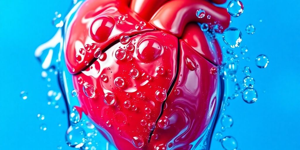 Healthy heart with water droplet.