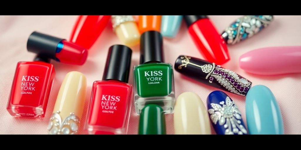 Conjunto de unhas coloridas da Kiss New York.
