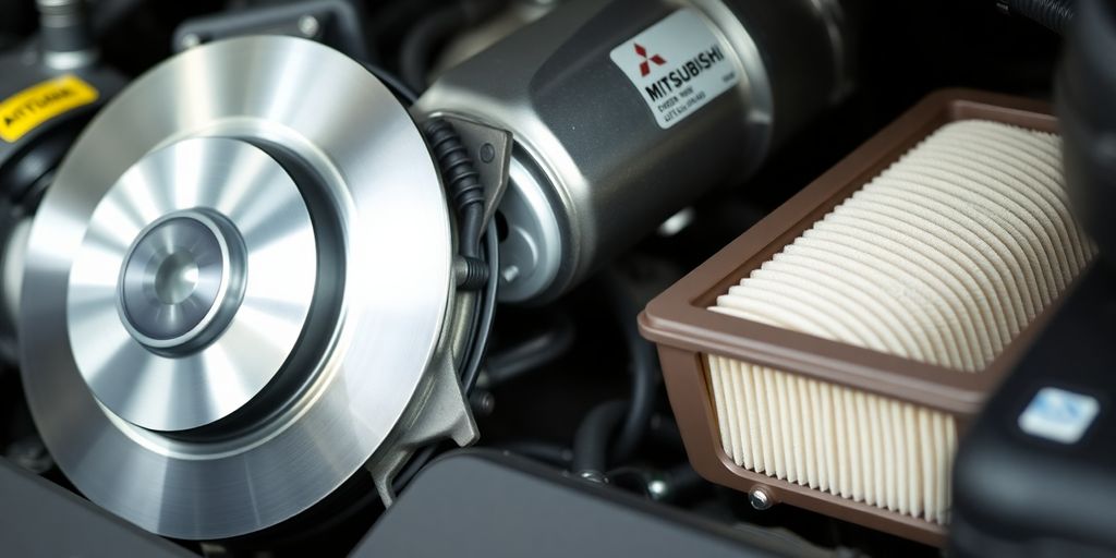 Mitsubishi vehicle with OEM parts.