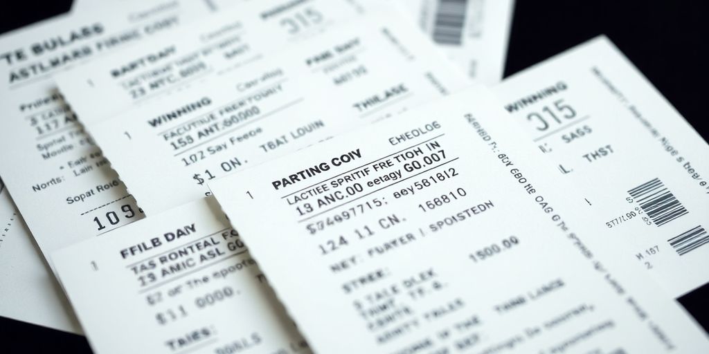 Sports betting parlay odds and winning tickets.