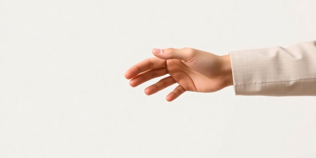 A person respectfully declining a handshake.