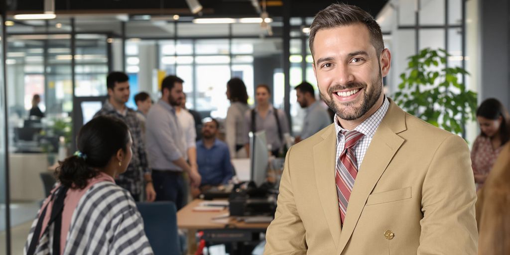 Directeur des ventes flexible dans un bureau moderne.