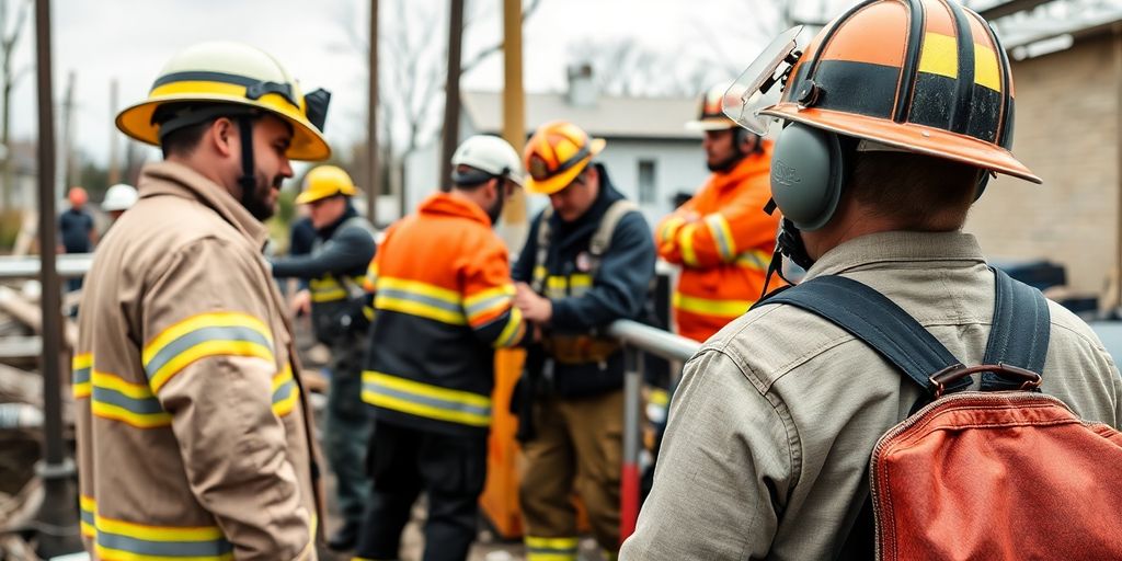 Emergency responders restoring services after a disaster.