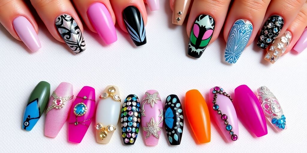 Модные ногти 2025 с ярким дизайном и украшениями