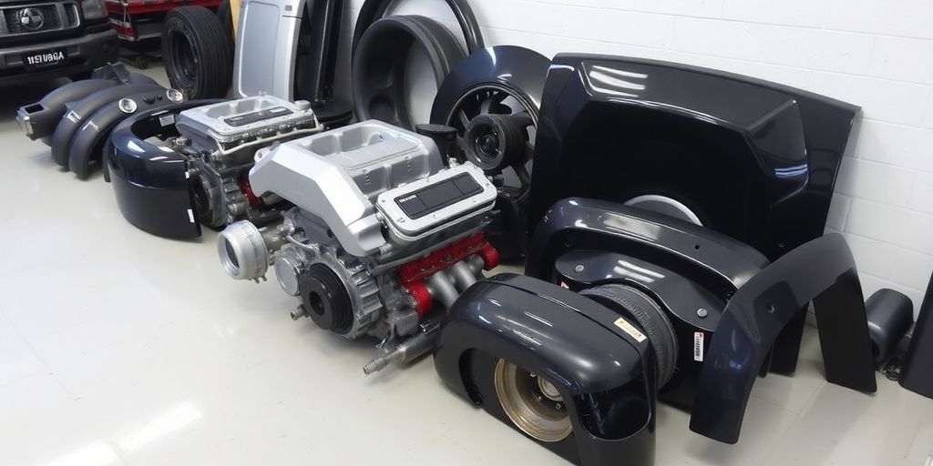 Mitsubishi Triton MQ parts scattered on clean workshop floor.