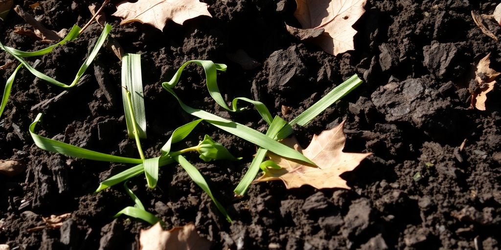 Fresh compost pile with vibrant green leaves.
