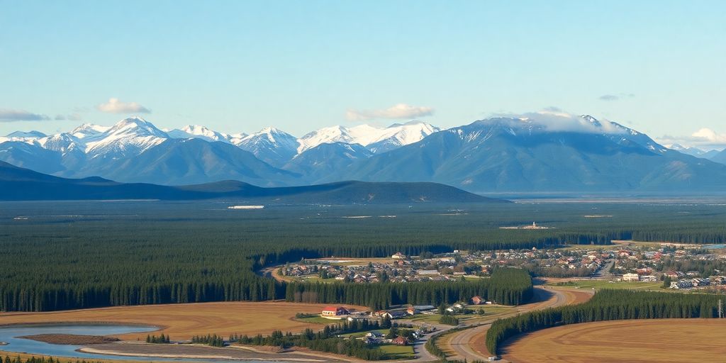 Scenic view of Alaska's landscape and community.