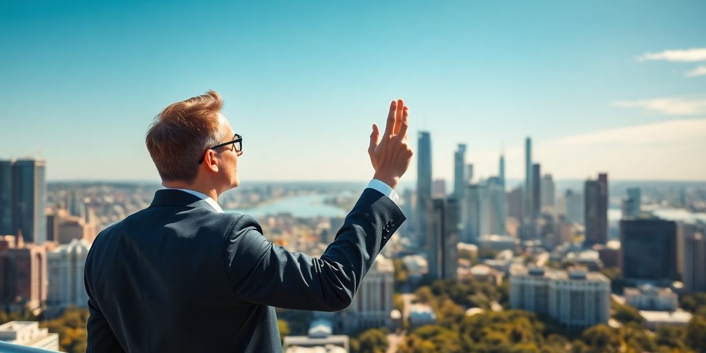 Australian skyline with business professional.
