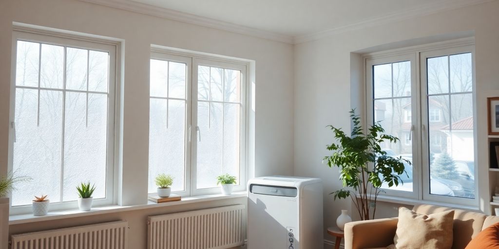 A dehumidifier in a dry, bright room.