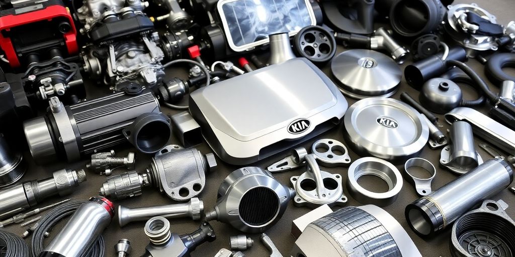 Shiny Kia Cerato parts arranged neatly.