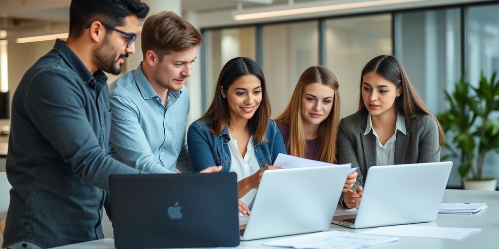 Young professionals collaborating in a modern office