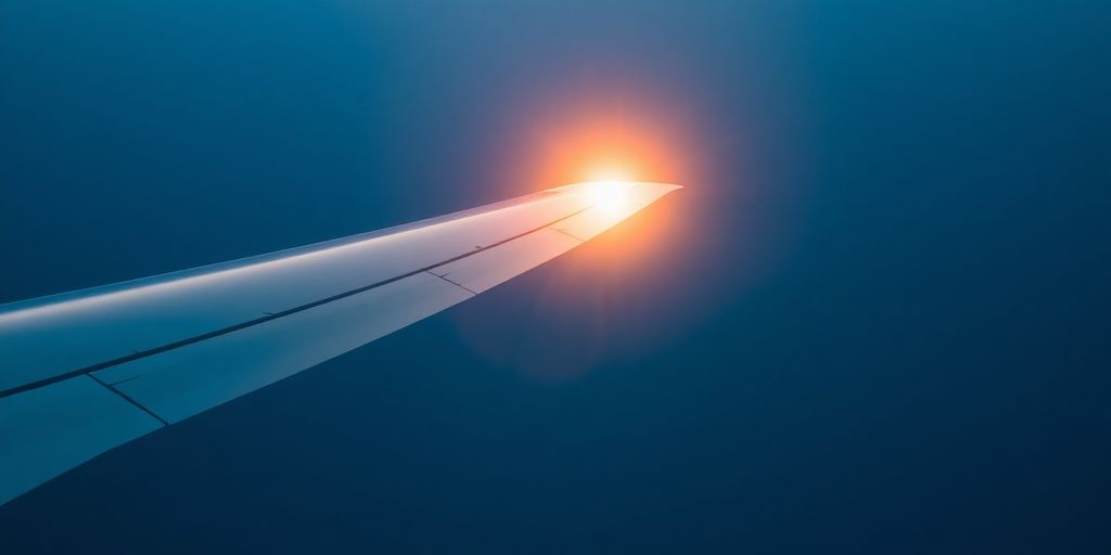 An MD-83 airliner's tail flying low over the ocean.