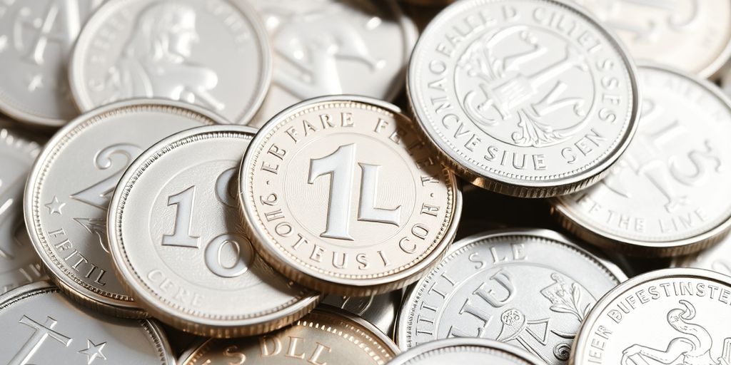 Un assortiment de pièces d'argent brillantes et détaillées.