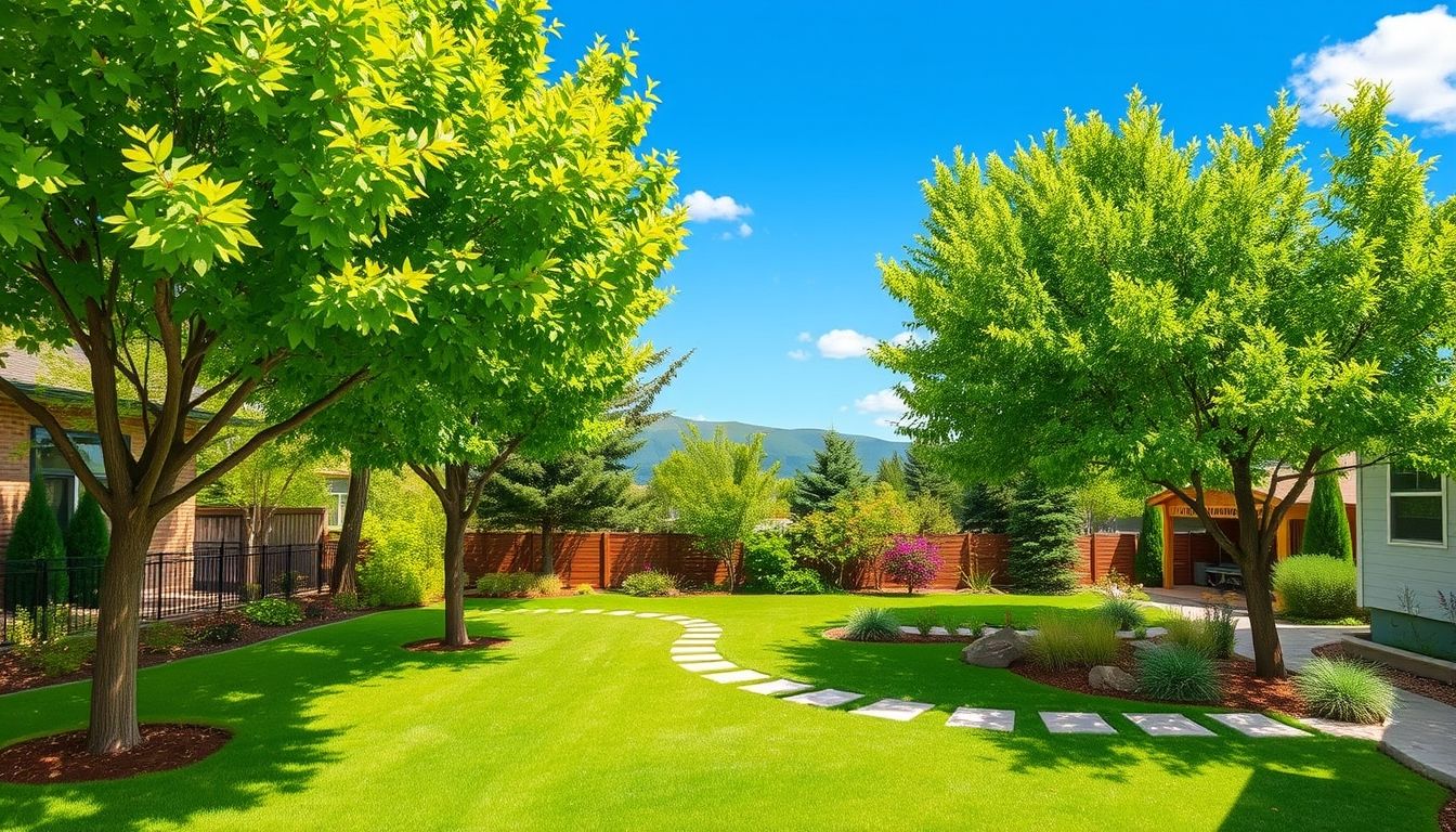 Colorado backyard with low maintenance trees