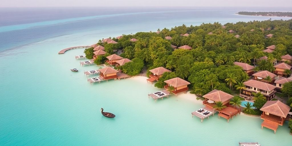 Overwater villas at Bawah Reserve in tropical paradise.