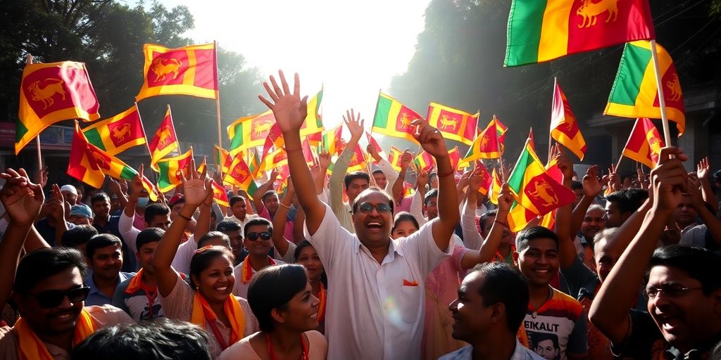 Célébration de la victoire du NPP au Sri Lanka.