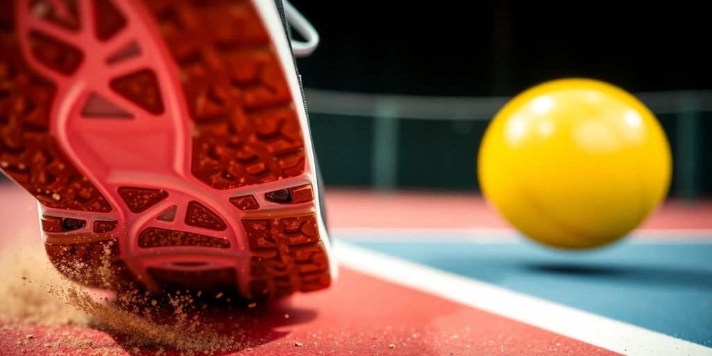 Foot hitting ground, ball bouncing high.