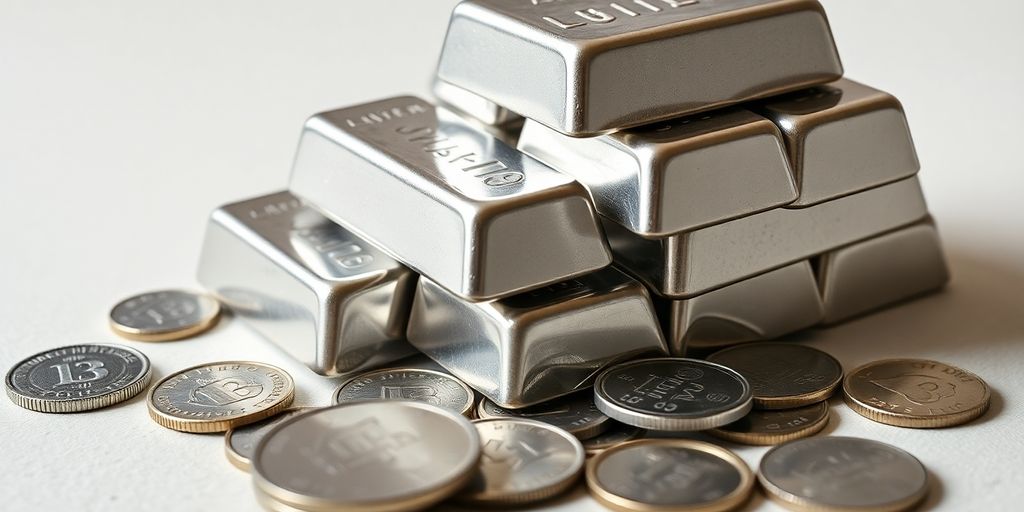 Lingots et pièces d'argent brillants