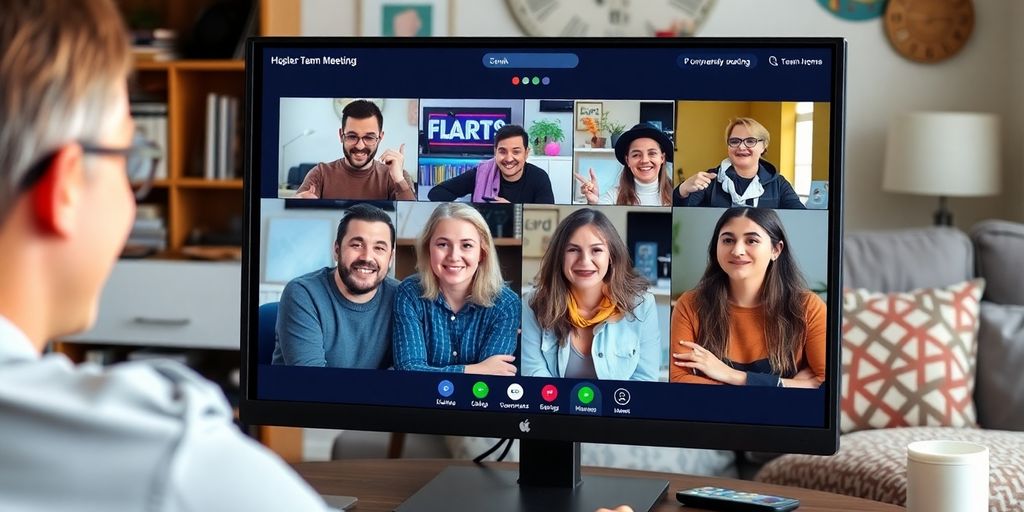 Team participating in a fun virtual game meeting.