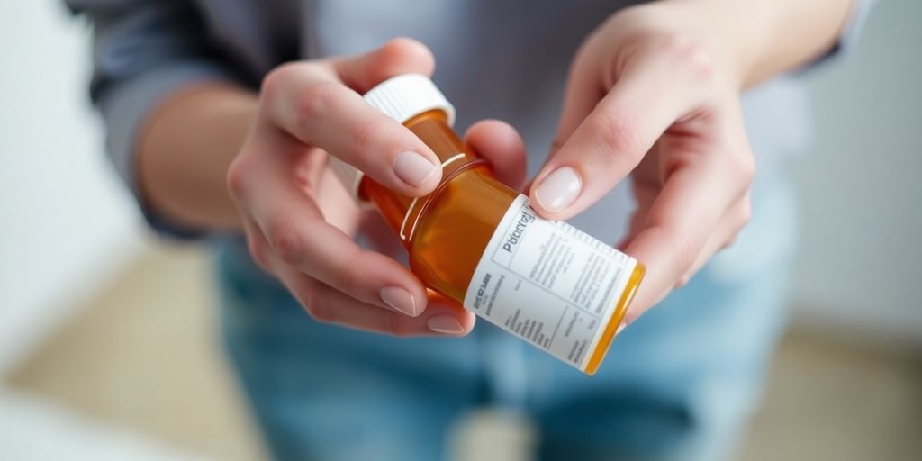 Person holding a prescription bottle.