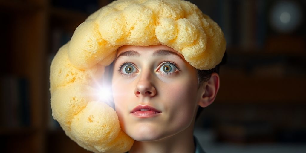 Person absorbing knowledge like a sponge.