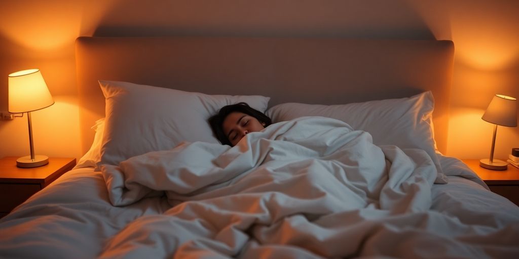 Person peacefully sleeping in a comfortable bed.