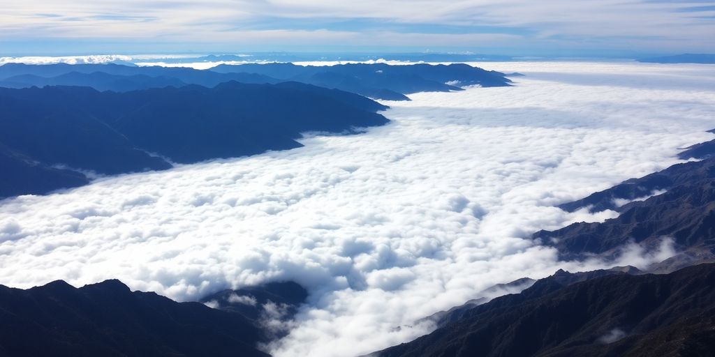 Bande de nuages dans le ciel au-dessus des montagnes.