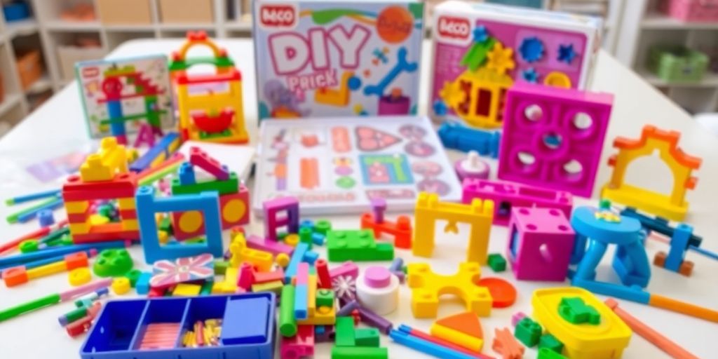 Bunte DIY-Spielzeug-Sets für kreative Kinder im Jahr 2025.