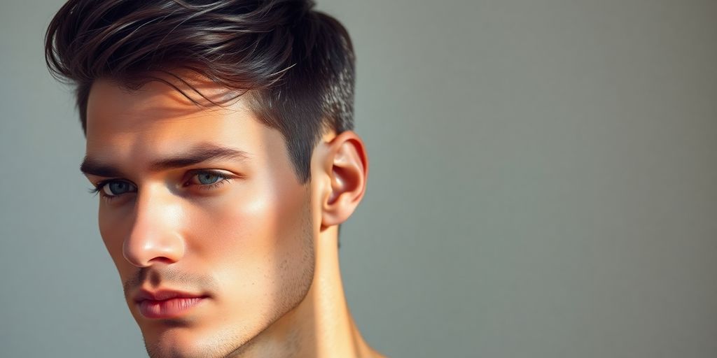 Stylish man with healthy hair and smooth skin.
