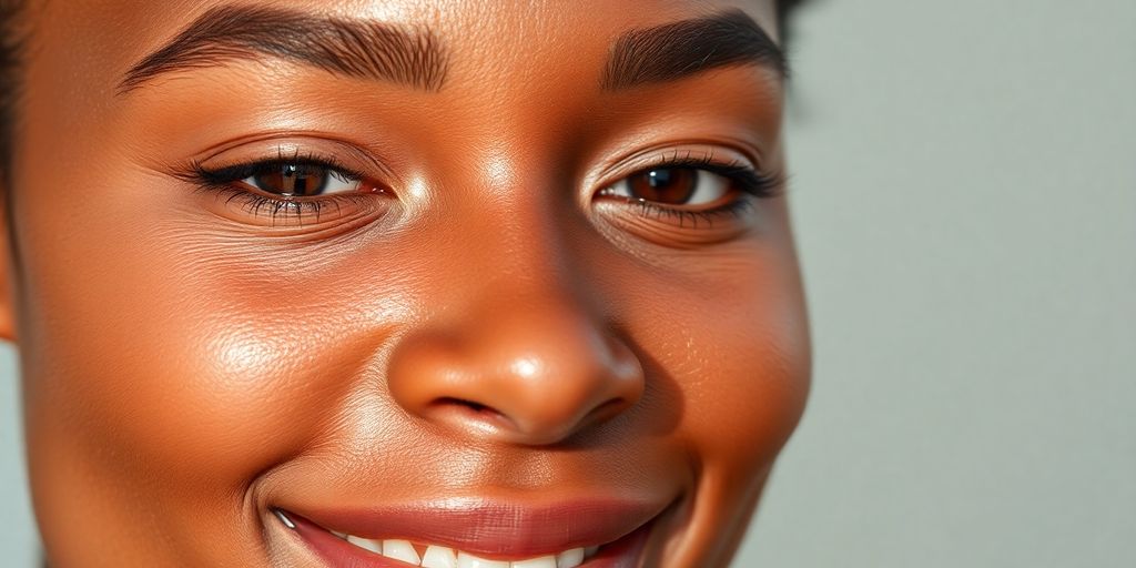 Woman's radiant face with glowing skin