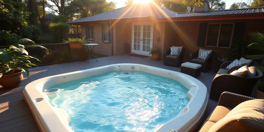 Ferienhaus mit Whirlpool in ruhiger Umgebung.