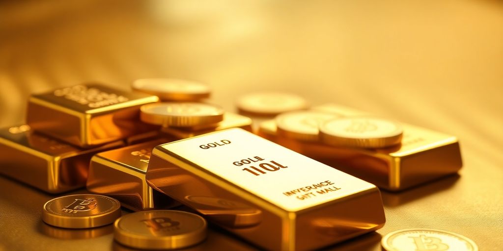 Image d'or hérité avec des lingots et pièces.
