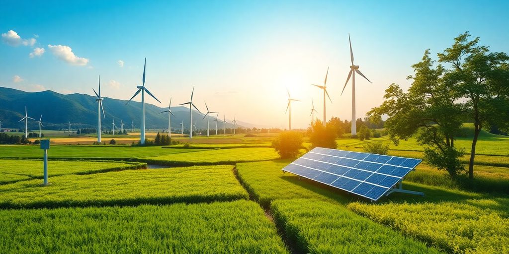 Modern technology meets nature for a sustainable future.