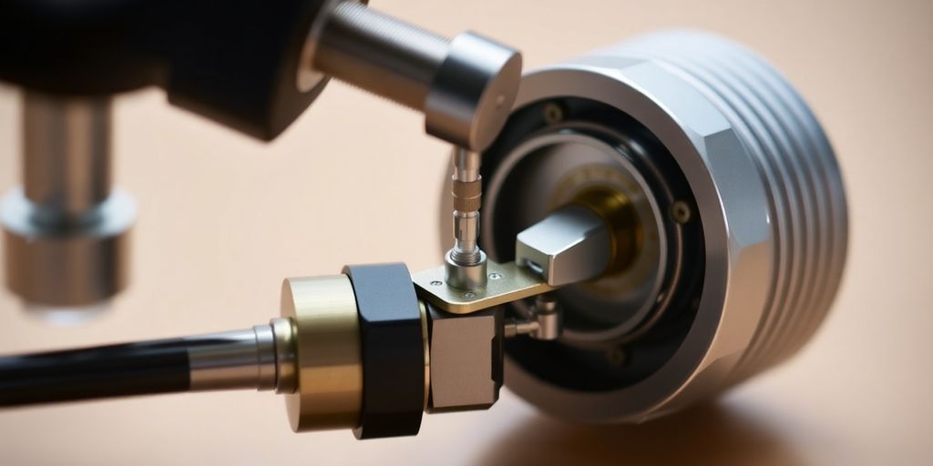 Close-up of a pressure sensor measuring delicate components.