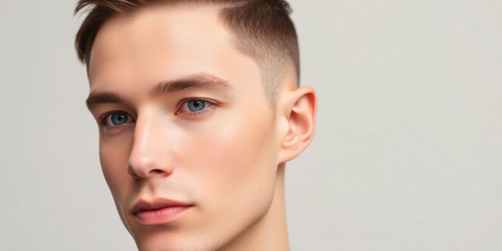 Man with stylish 2023 hairstyle, clean look.