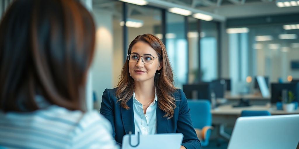 5 Tipps zur effektiven Personalvermittlung in Regensburg Büroumgebung, Personalvermittler und Kandidat im Gespräch.