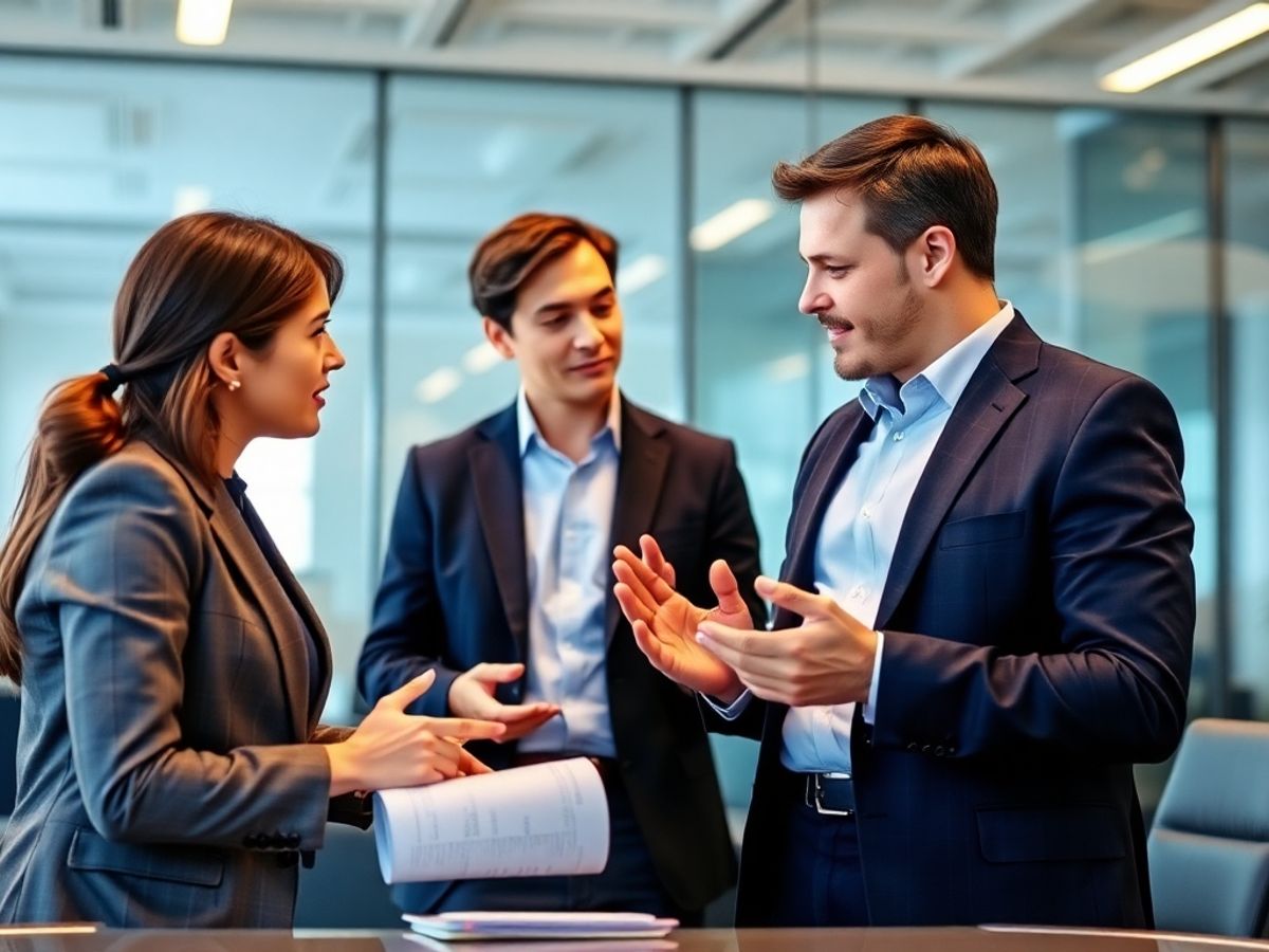 Discuții de afaceri în birou modern.