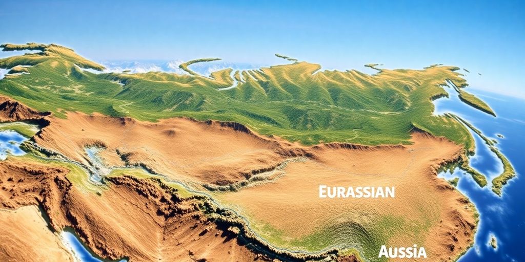 Eurasian landscape highlighting geographical power dynamics.
