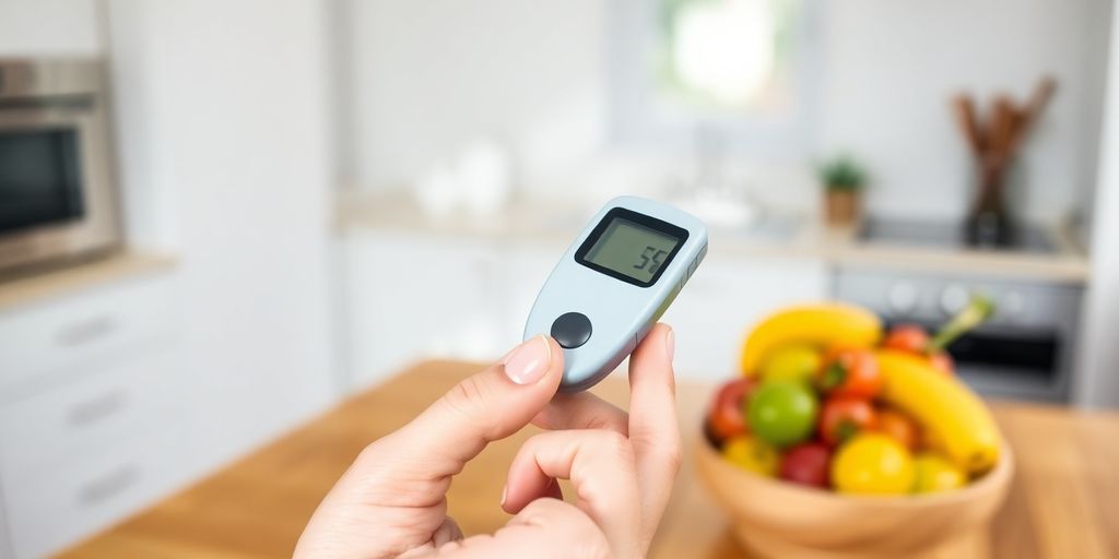 Person checking glucose at home.
