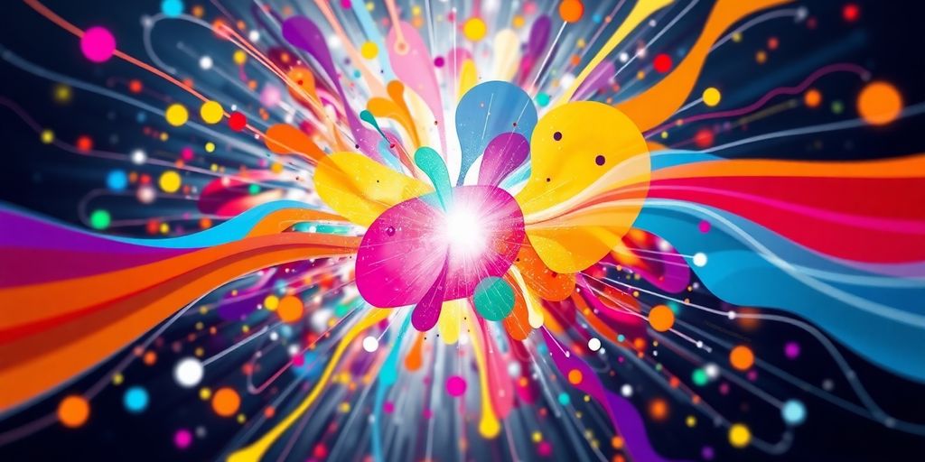 Person with vibrant ideas bursting forth.