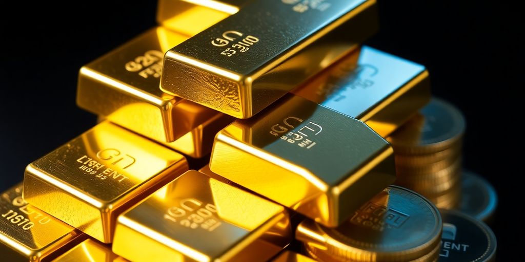 Lingots d'or et pièces d'or brillants