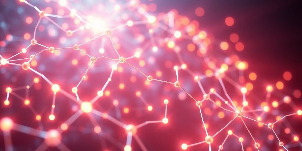 Abstract neural network glowing brightly.