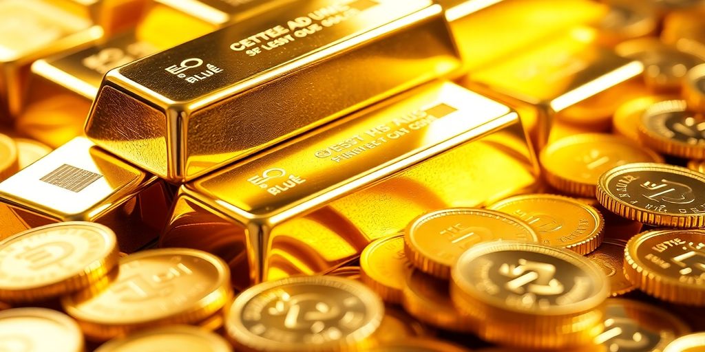 Lingots d'or et pièces d'or étincelants