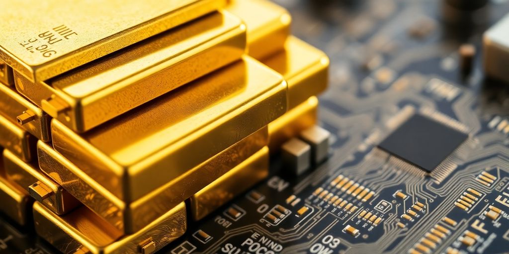 Lingots d'or et circuits imprimés