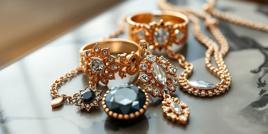 Bijoux tendance sur une surface élégante et stylée.