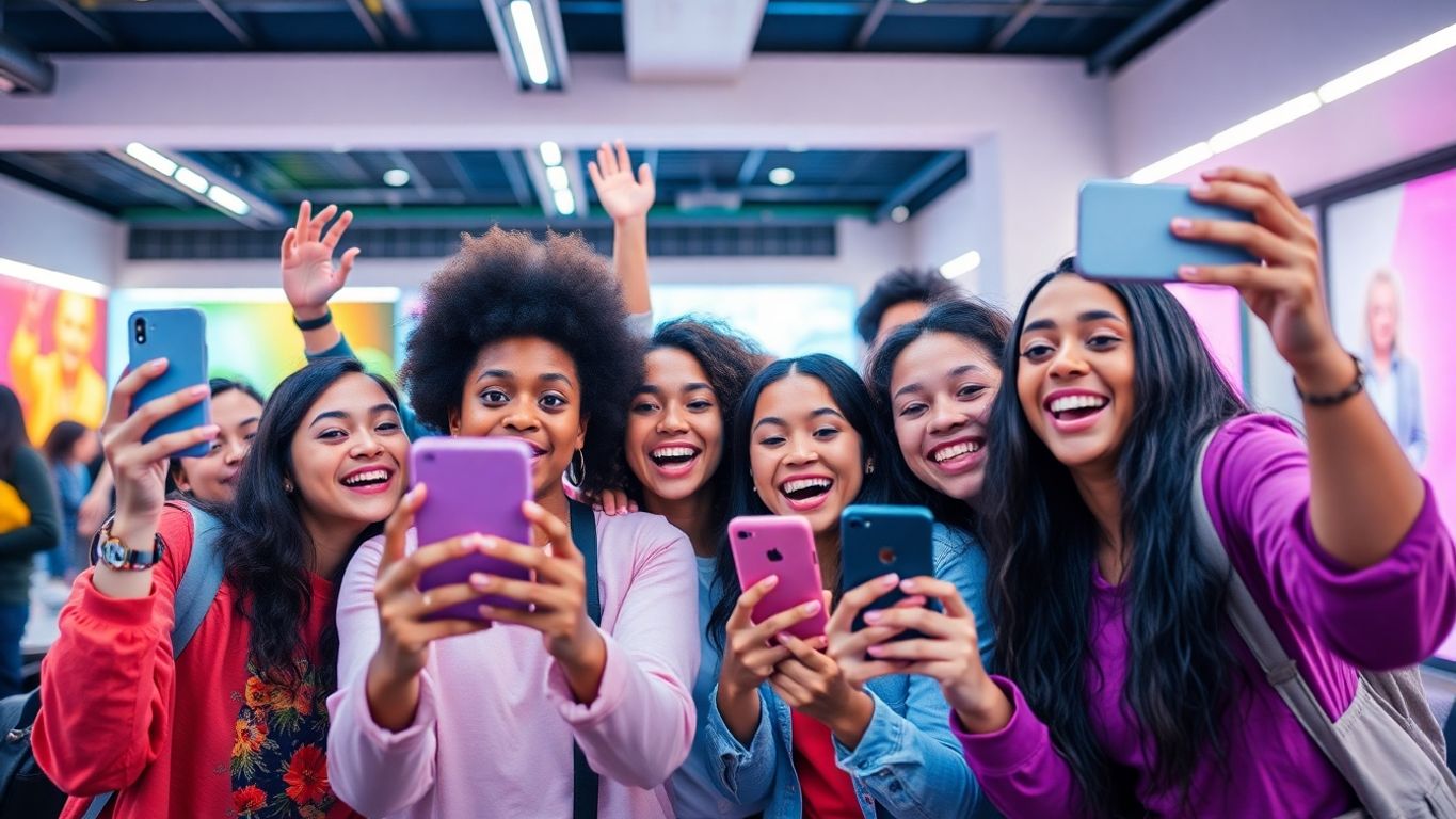People enjoying TikTok videos on their smartphones.